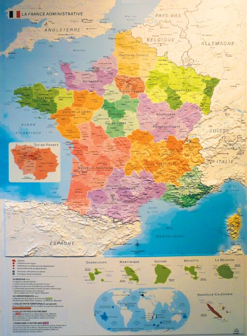 Cartes de France en relief France administrative